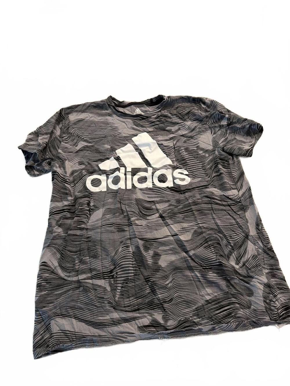 Adidas Boys T-Shirt XL Black Gray Pattern